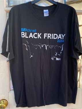 Gildan Black T-Shirt with White and Blue 'BLACK FRIDAY 2014' Graphic